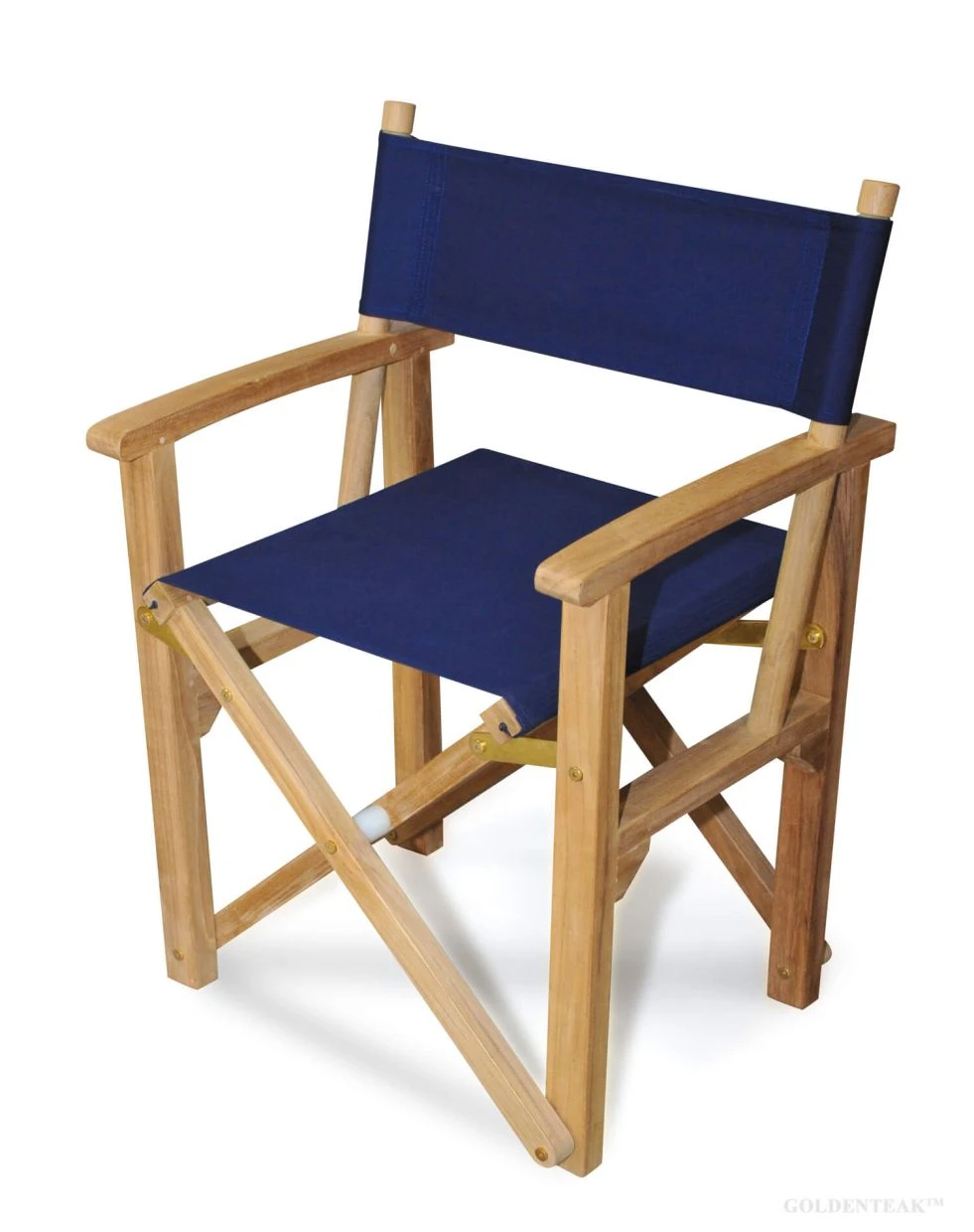Teak Directors Chair with Sunbrella Fabric Navy Goldenteak Patio Furniture