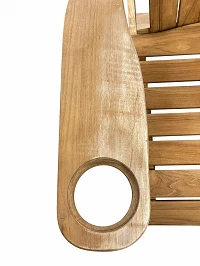 SHowing Big Box Teak Adirondack Chair Arm with stain camouflaging inferior wood
