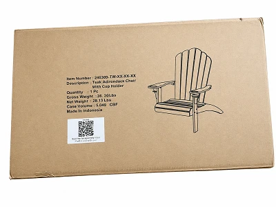 CC Adirondack chair box showing weight