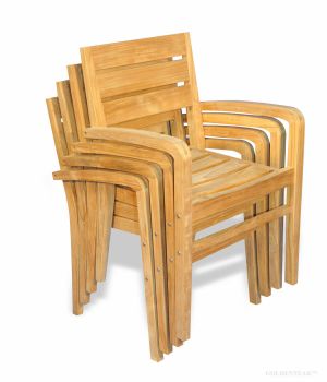 Set of 4 Teak Ventura Stacking Chairs