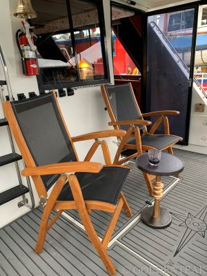 Teak & Sling Reclining Chairs on Boat - Goldenteak Customer Photo