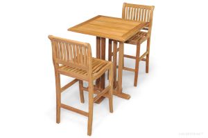 Teak Square Bar Table, 2 Bar Chairs | Premium Teak