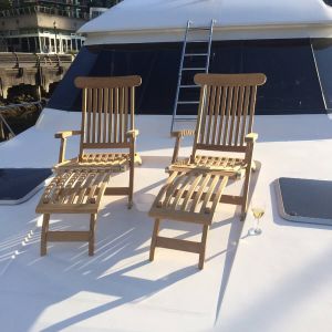 Teak Steamer Chair on Boat - Customer Photo - Goldenteak