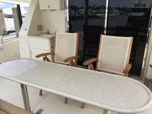 Teak And Sling Recliner Chair on Boat Ruthless - Goldenteak Customer Photo