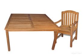 Teak Dining Set for 8, 60in Sq Table and 8 Aquinah Chairs