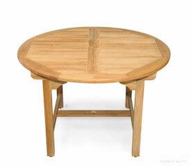 Teak Dining Table Round Extension 48 inch, 16 inch Leaf