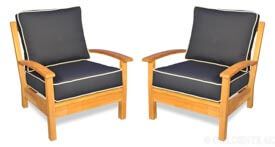 Teak Deep Seating Club Chair Pair - Goldenteak