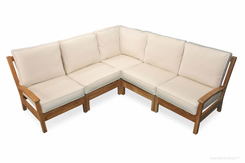 Teak Deep Seating Sectional Set, Belvedere Outdoor Furniture Cushions