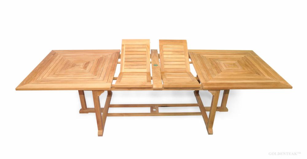 Teak Extension Table Large Seats 12, Premium Teak Outdoor Furniture