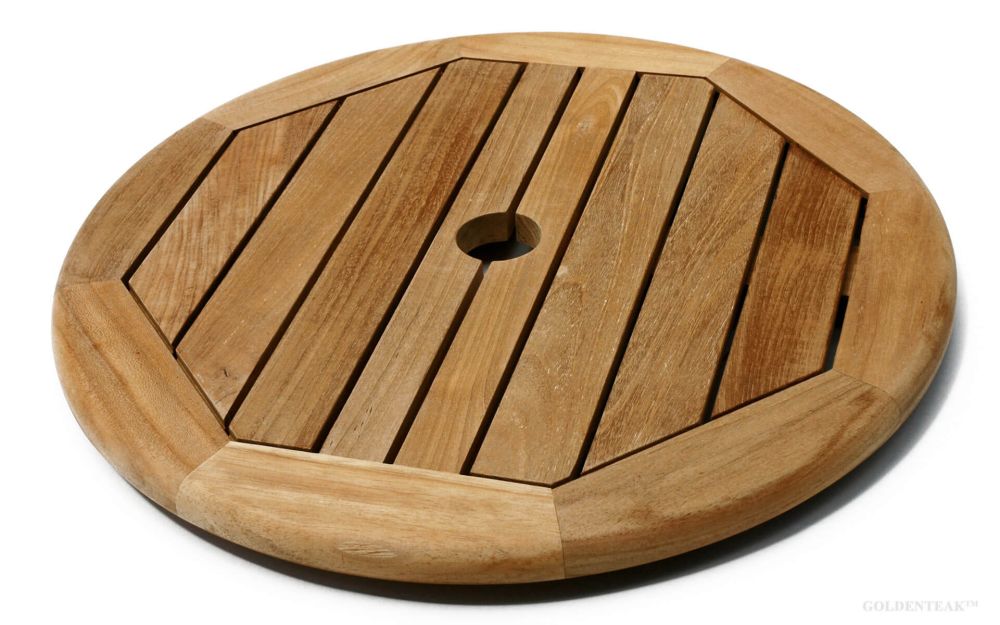 Teak Lazy Susan 20 5 Dia With Umbrella, Lazy Susan For Outdoor Patio Table With Umbrella Hole
