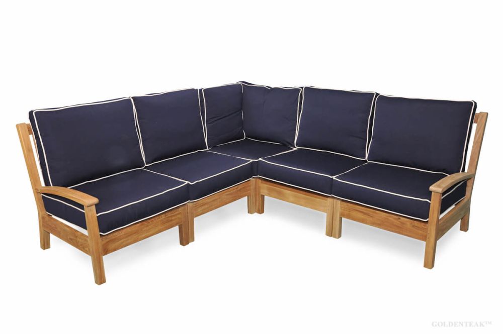 Teak Deep Seating Sectional Set, Belvedere Outdoor Furniture Cushions