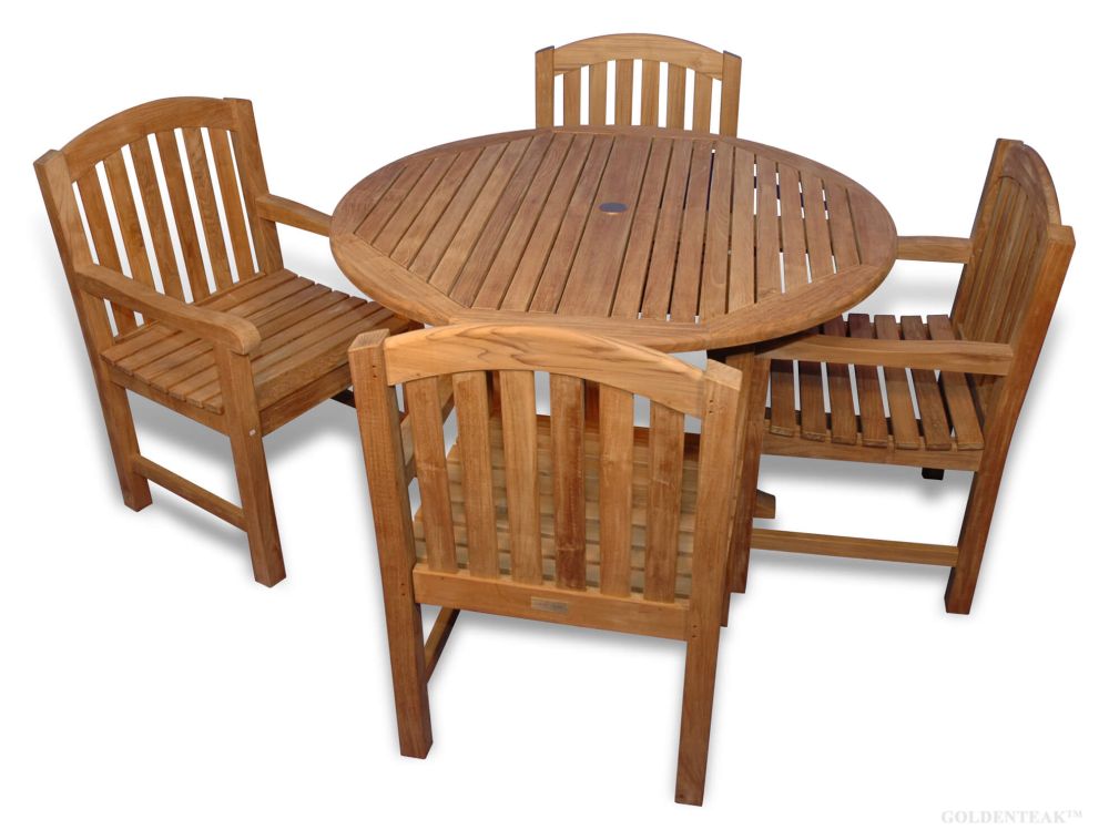 Teak Outdoor Dining Set For 4 Round, Round Teak Table And Chairs