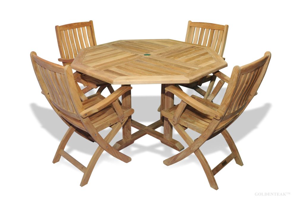 Teak Outdoor Dining Set For 4 Octagon, Octagon Patio Dining Table