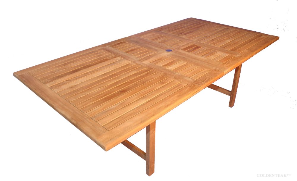 Teak Outdoor Dining Table 47 X 96 Two, Outdoor Rectangular Dining Table With Umbrella Hole