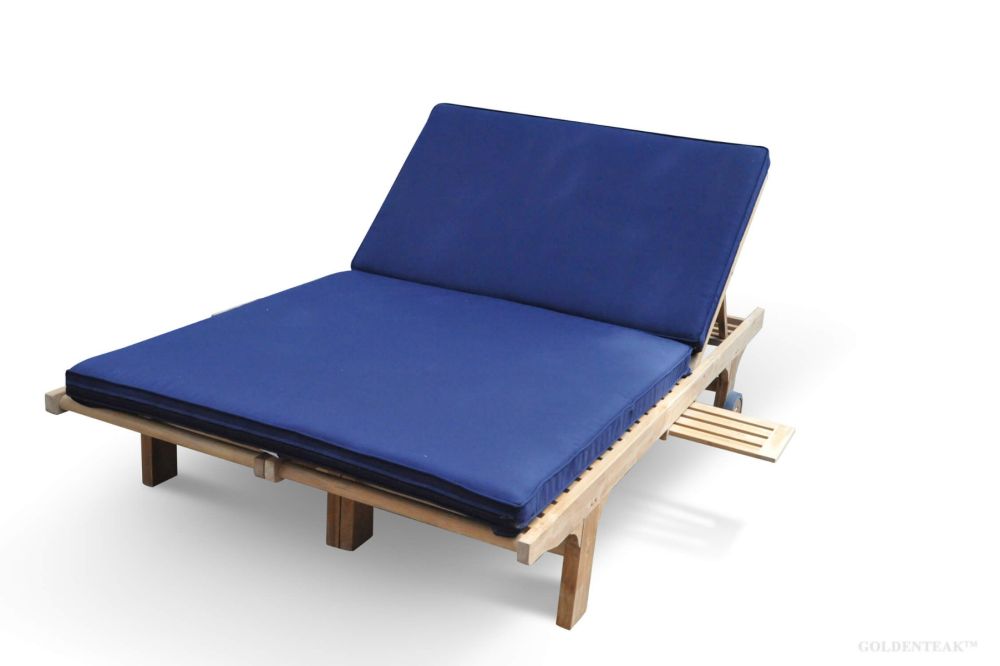Teak Double Chaise Lounge With Cushion - Teak Chaise Lounge With Cushion Teak Double Chaise Lounge With Cushion - Teak Chaise Lounge With Cushion