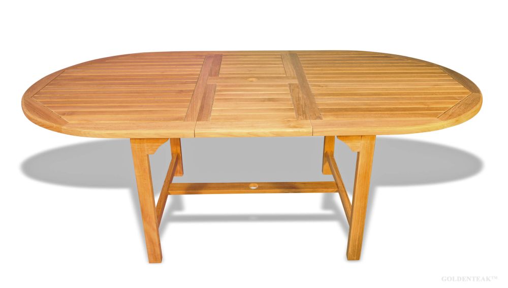 Oval Teak Dining Table With, Teak Extendable Dining Table