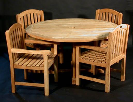 Teak Patio Set Dining 60 Inch, Teak Round Patio Table And Chairs
