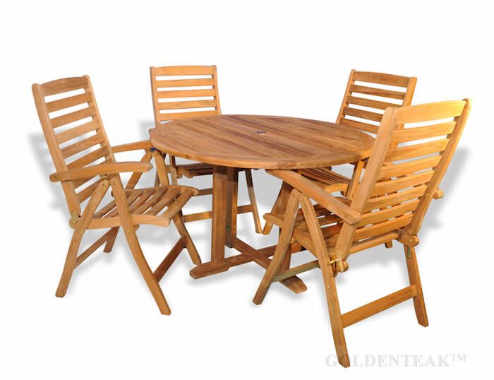 Teak Outdoor Dining Set Round Table, Round Table With Four Chairs