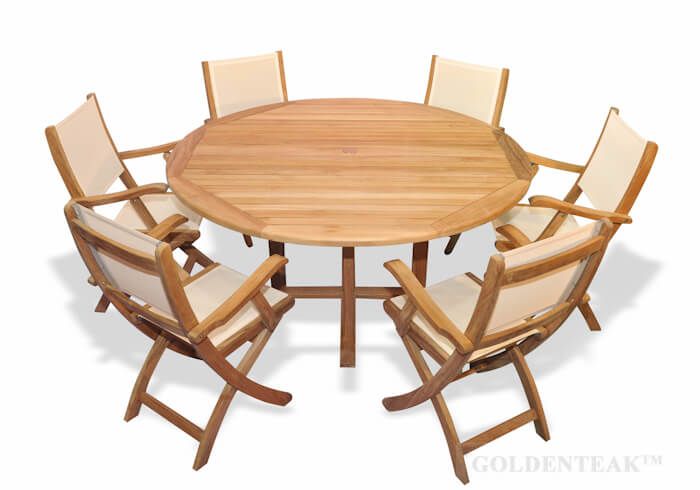 Teak Outdoor Dining Set For 6 Round, Round Outdoor Dining Table Sets For 6