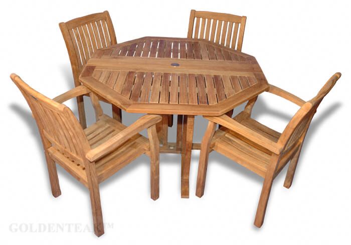 Teak Outdoor Patio Dining Set Octagon, Octagon Patio Table And Chairs