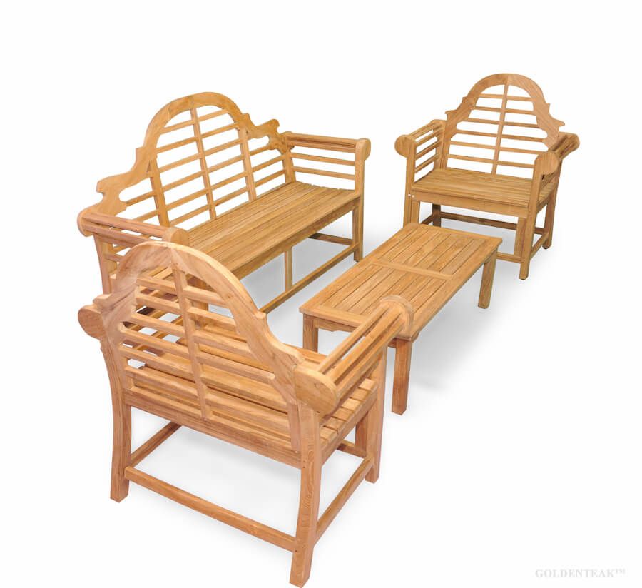 Teak Lutyens Conversation Set, Teak Outdoor Furniture Conversation Sets