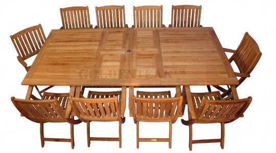 Teak Outdoor Dining Set For 10 Tuscan, Outdoor Dining Table For 10