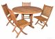 Teak Outdoor Dining Set Padua 48 in round Table, 4 Rockport Side Chairs