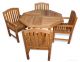 Teak Patio Set 48 inch Octagon Table and 4 Aquinah Dining Chairs