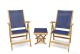 Teak Recliner Navy Pair with Navy Footstool End Table