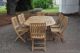 Teak Oval Ext Table and Folding Side Chair Set for 8