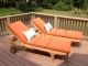 Teak Sunlounger pair with Tangerine Cushions - Customer Photo